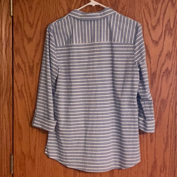 Anne Klein Striped V-Neck 3\4 Sleeves Blouse - Picture 3 of 6